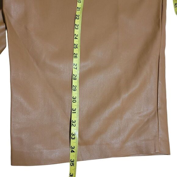 Eloquii Faux Leather Pants Women Sz 24 Cropped High Waisted Camel Tan Flare Leg - Picture 10 of 12